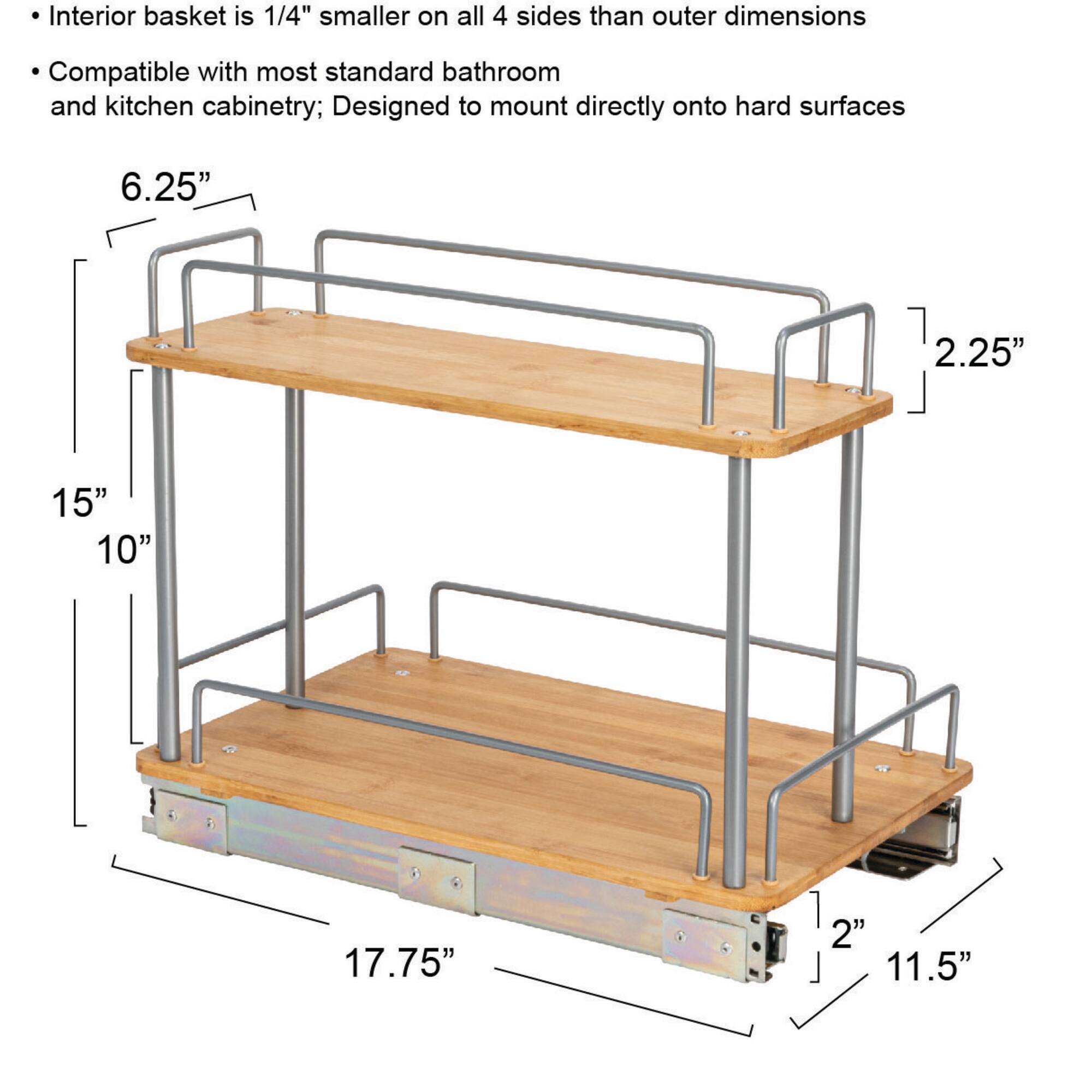 Household Essentials Glidez Wood 2-Tier Cabinet Organizer